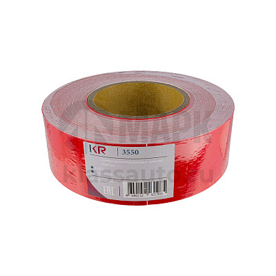 Светоотражающая лента (красная) ЕВРО (видимость 300) 50м/5см (3399)